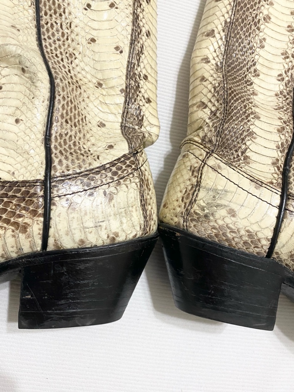 Dan Post Vintage Light Tan Snakeskin Leather Cowboy Boots - Picture 7 of 12